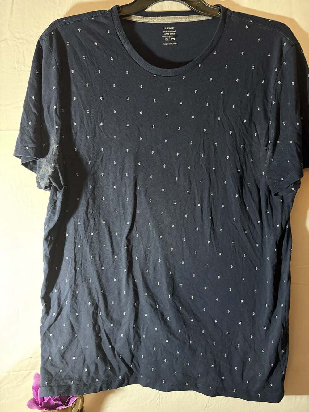 Old Navy Soft-Washed Anchor Print Navy Blue Crew Neck T-Shirt XL